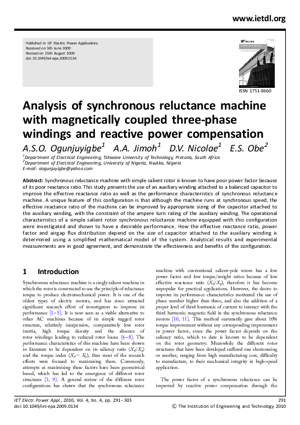 (PDF) Analysis of synchronous reluctance machine with magnetically ...