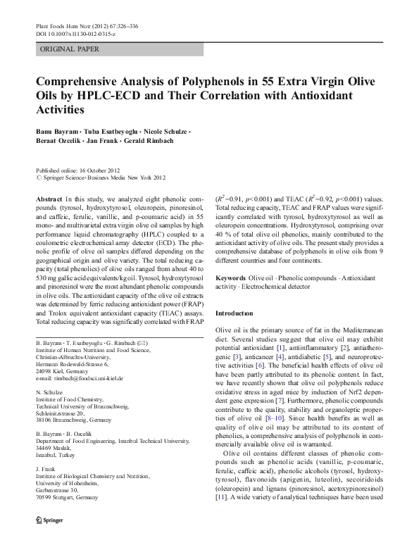 (PDF) Comprehensive Analysis of Polyphenols in 55 Extra Virgin Olive ...
