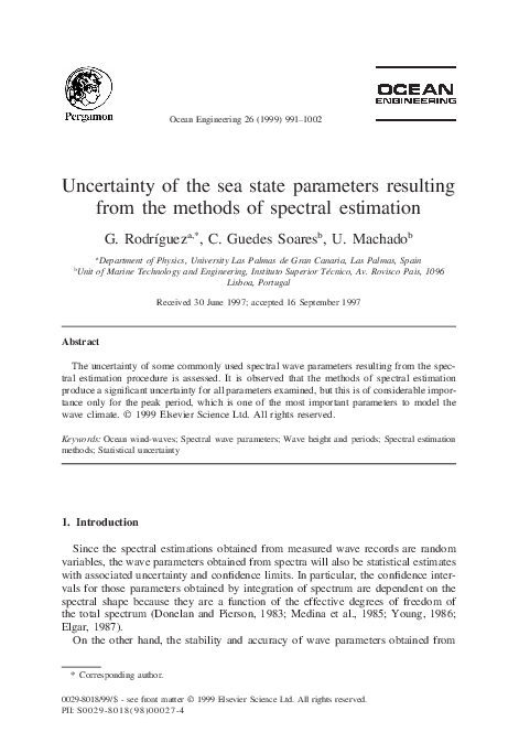 (PDF) Uncertainty of the sea state parameters resulting from the ...