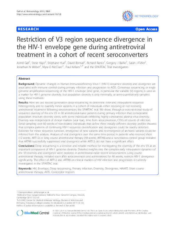 (PDF) Restriction of V3 region sequence divergence in the HIV-1 ...
