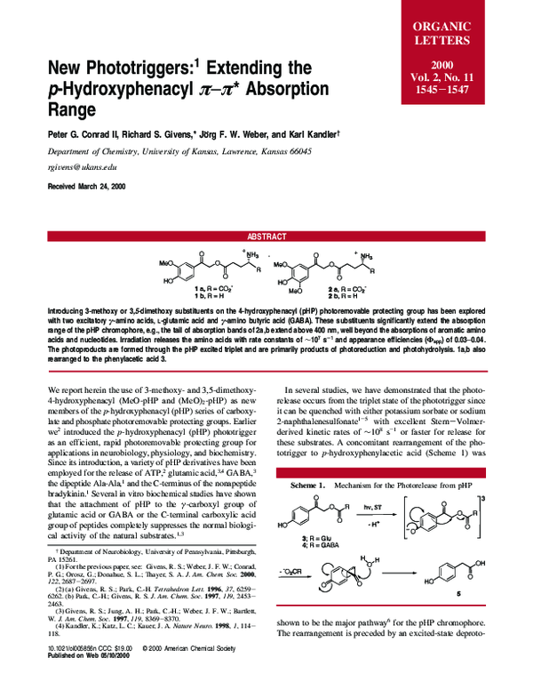 (PDF) New phototriggers: extending the p-hydroxyphenacyl pi-pi ...