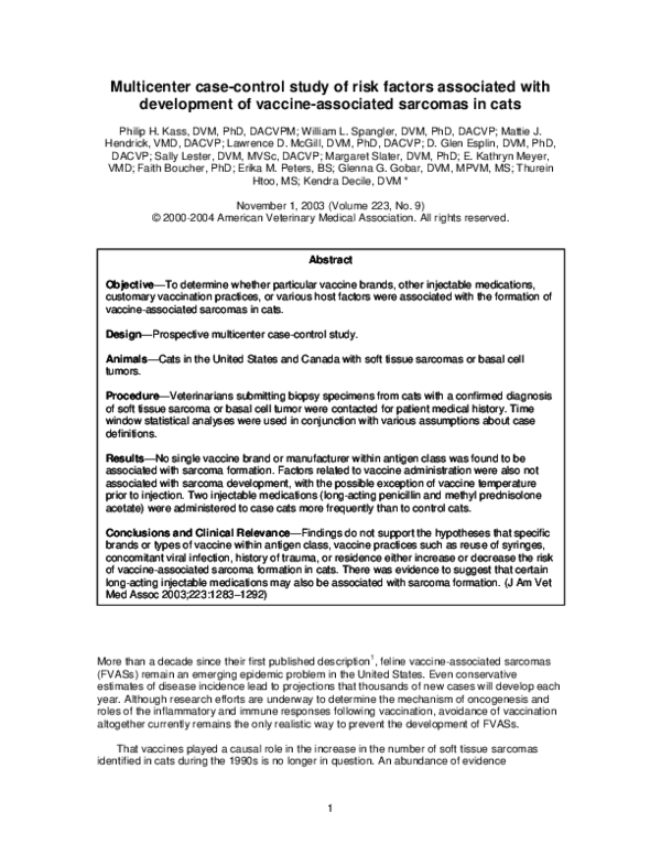 (PDF) Multicenter case-control study of risk factors associated with ...