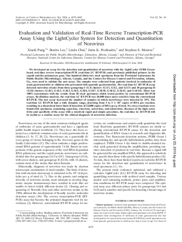 (PDF) Evaluation and Validation of Real-Time Reverse Transcription-PCR ...