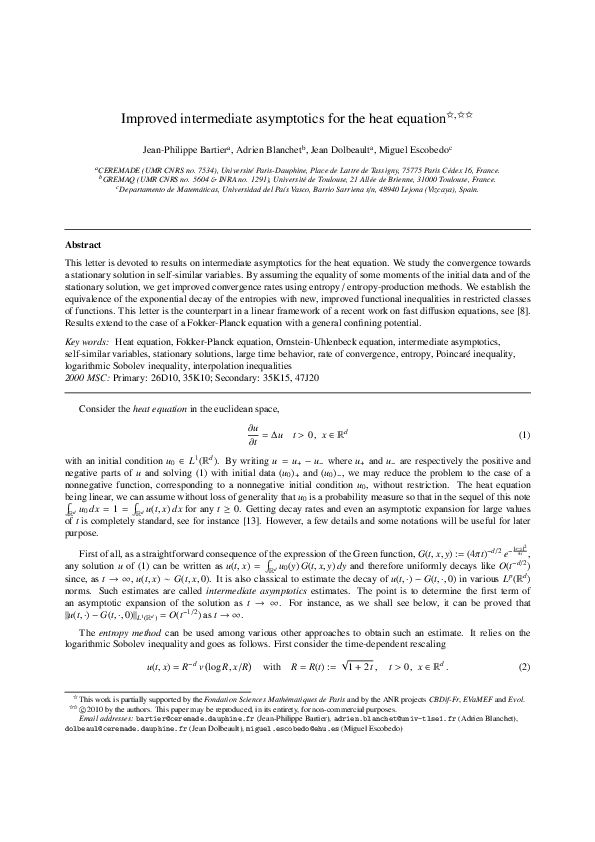 (PDF) Improved intermediate asymptotics for the heat equation