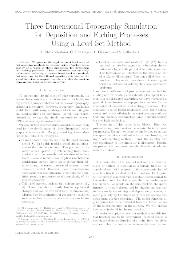 (PDF) Three-Dimensional Topography Simulation for Deposition and ...