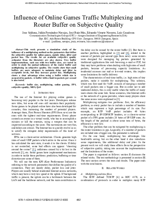 (PDF) Influence of online games traffic multiplexing and router buffer ...