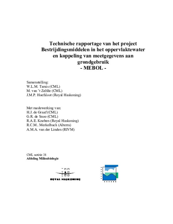(PDF) Technische rapportage van het project Bestrijdingsmiddelen in het ...