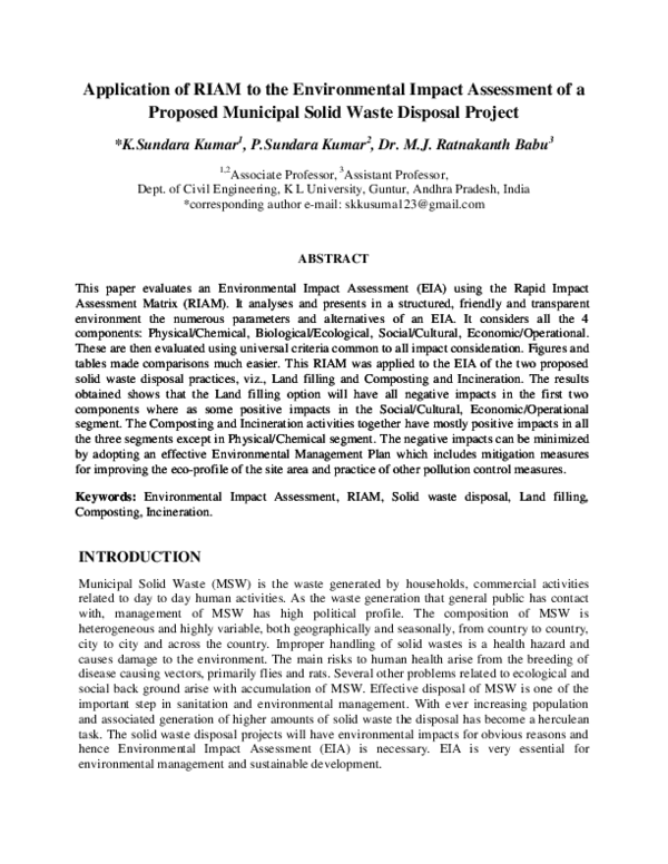 Environmental Impact Assessment Larry W Canter Pdf