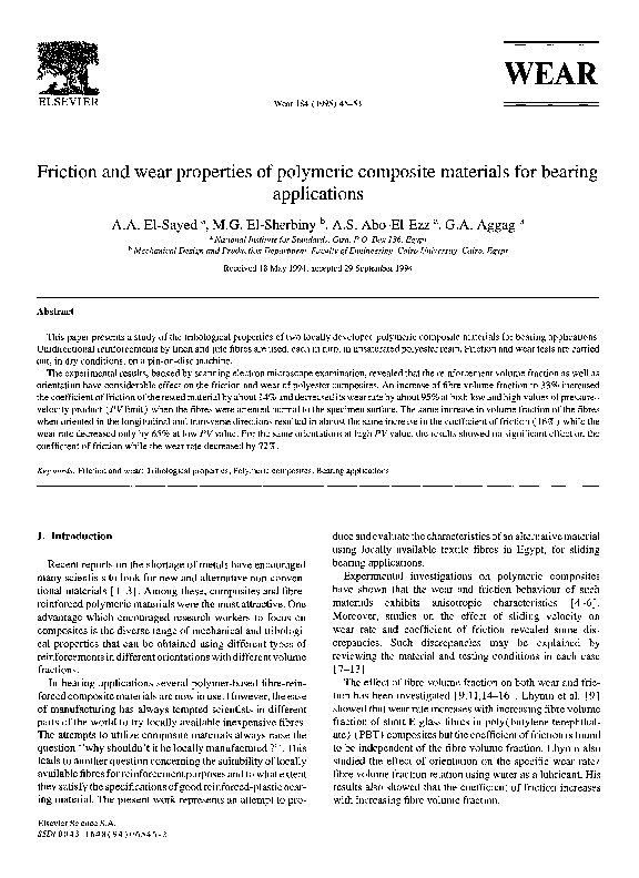 (PDF) Friction and wear properties of polymeric composite materials for ...
