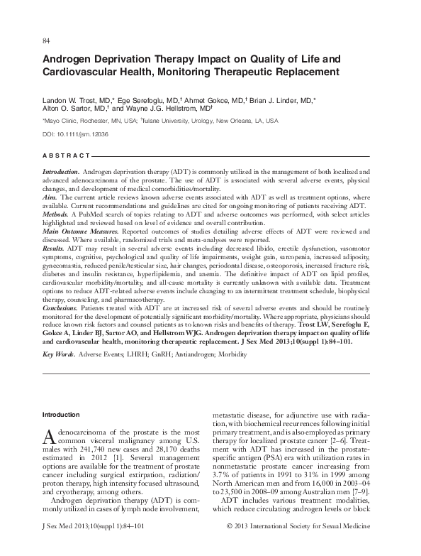 (PDF) Androgen Deprivation Therapy Impact on Quality of Life and ...