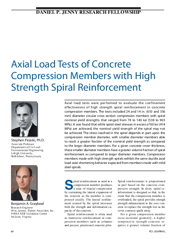 (PDF) Axial Load Tests of Concrete Compression Members with High ...