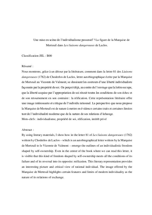 Les Liaisons Dangereuses Résumé Par Lettre pdfprof.com