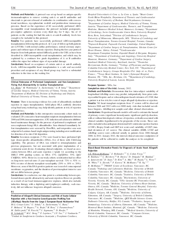 (PDF) 81 Prediction of Allograft Clinical Outcomes and Risk of Acute ...