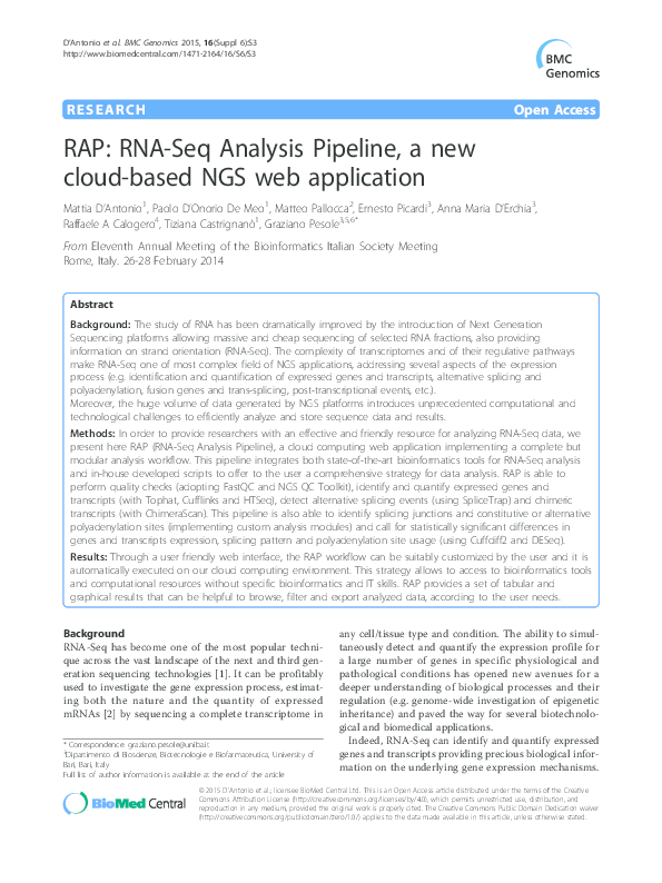 (PDF) RAP: RNA-Seq Analysis Pipeline, a new cloud-based NGS web application