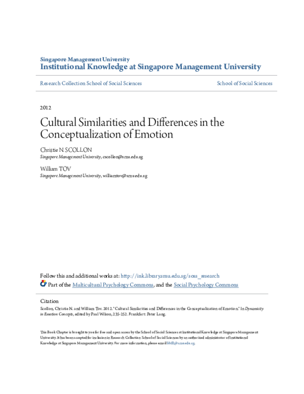 (PDF) Cultural similarities and differences in the conceptualization of ...