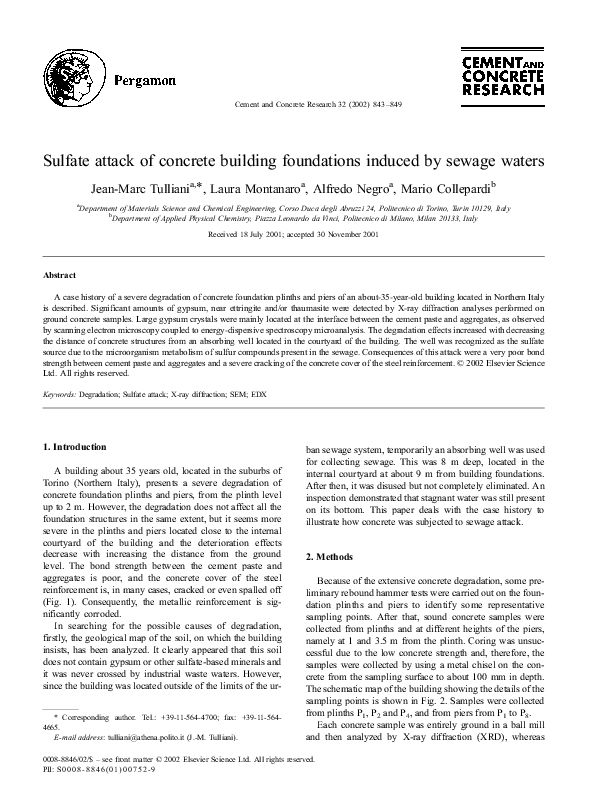 (PDF) Sulfate attack of concrete building foundations induced by sewage ...