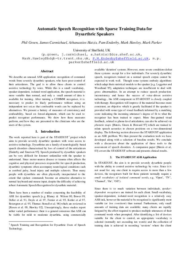 (PDF) Automatic speech recognition with sparse training data for ...