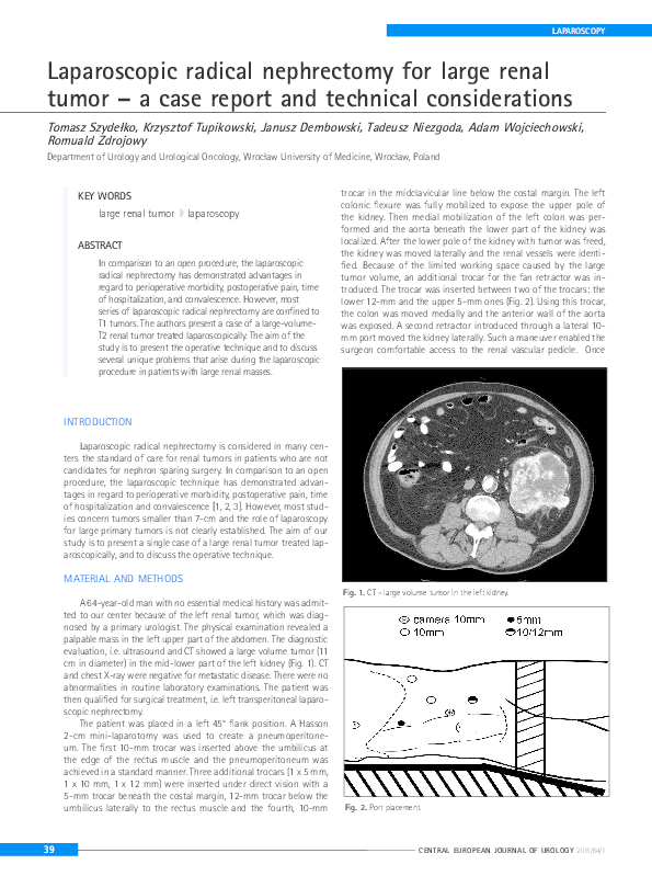 (PDF) Laparoscopic radical nephrectomy for large renal tumor – a case ...