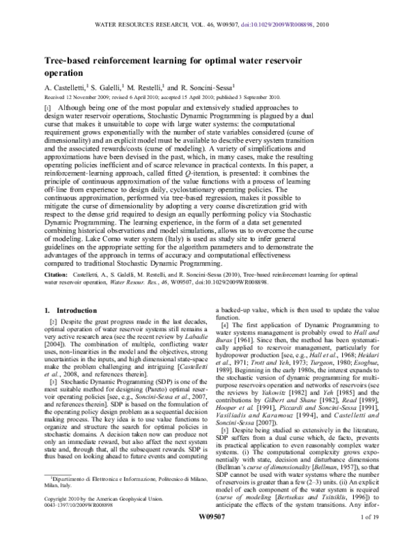 (PDF) Tree-based reinforcement learning for optimal water reservoir ...