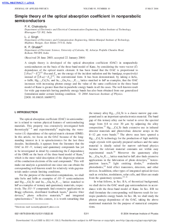(PDF) Simple theory of the optical absorption coefficient in ...