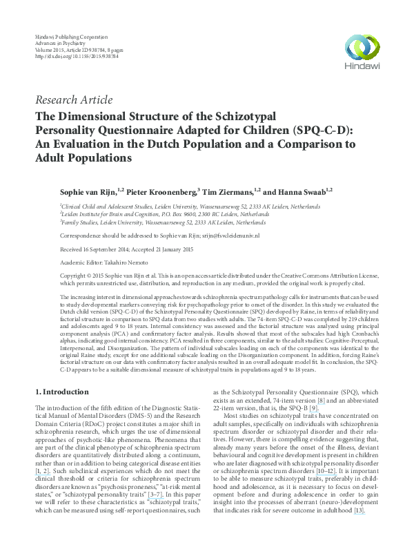 (PDF) The Dimensional Structure of the Schizotypal Personality ...