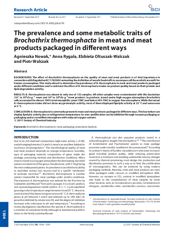 (PDF) The prevalence and some metabolic traits of Brochothrix ...
