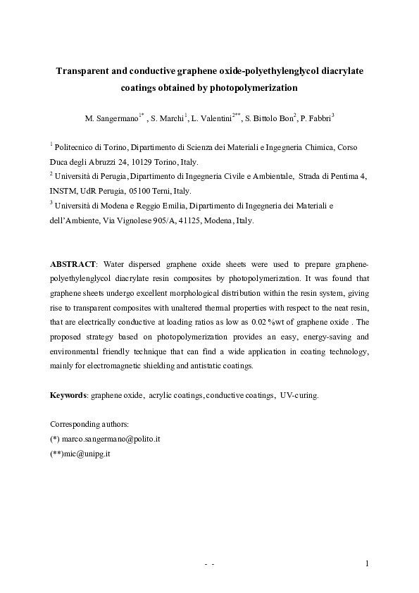 (PDF) Transparent and Conductive Graphene Oxide/Poly(ethylene glycol