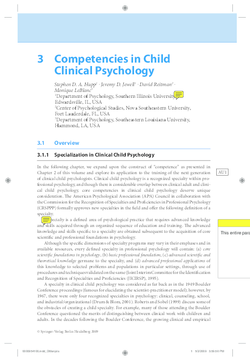 (PDF) Competencies in Child Clinical Psychology