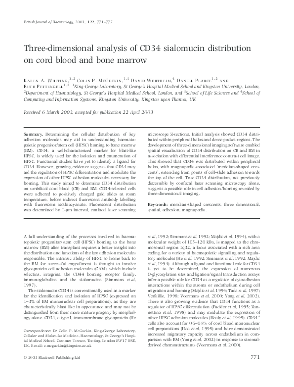 (PDF) Three-dimensional analysis of CD34 sialomucin distribution on ...