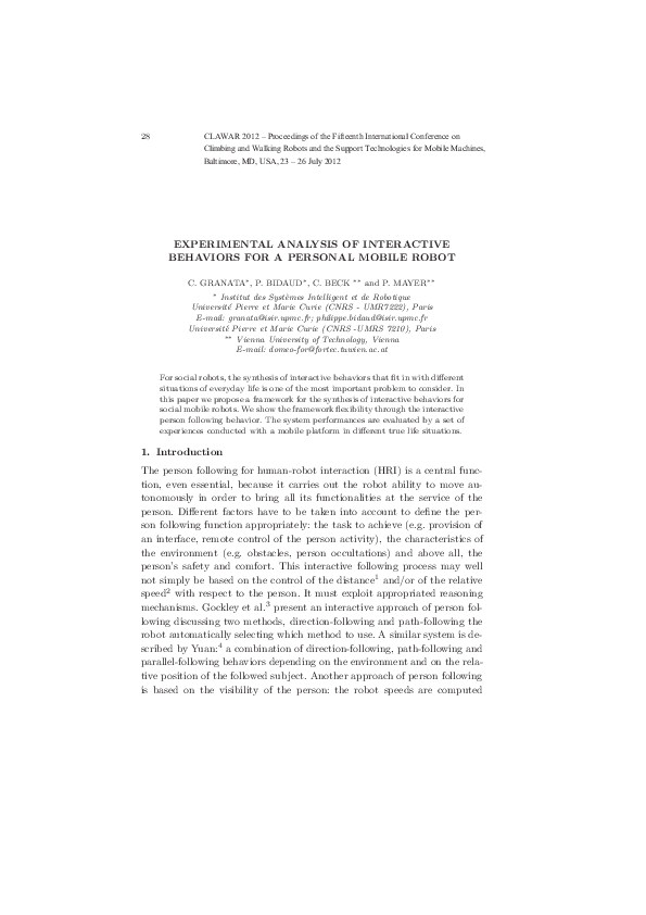 (PDF) Experimental Analysis of Interactive Behaviors for a Personal ...