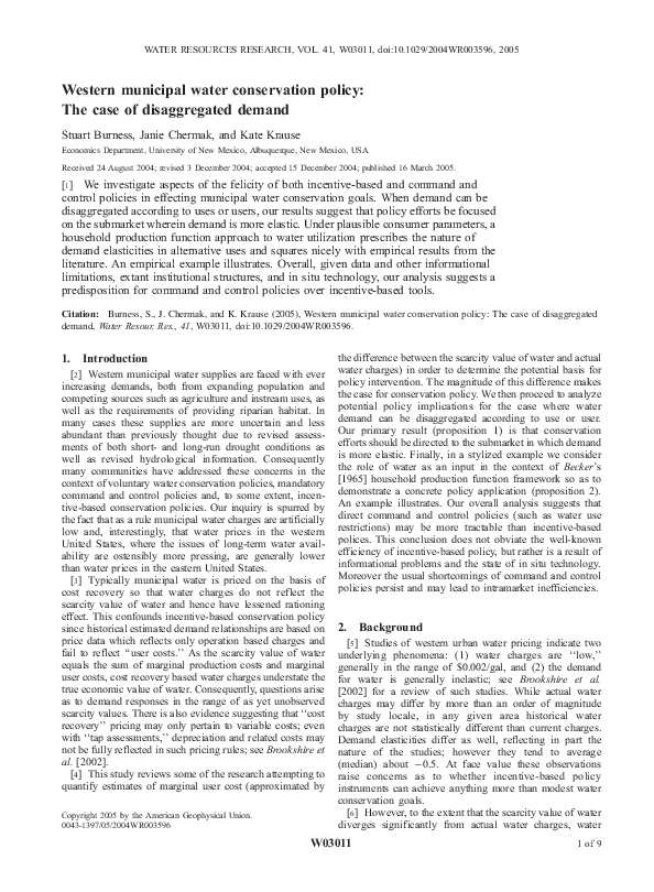 (PDF) Western municipal water conservation policy: The case of ...