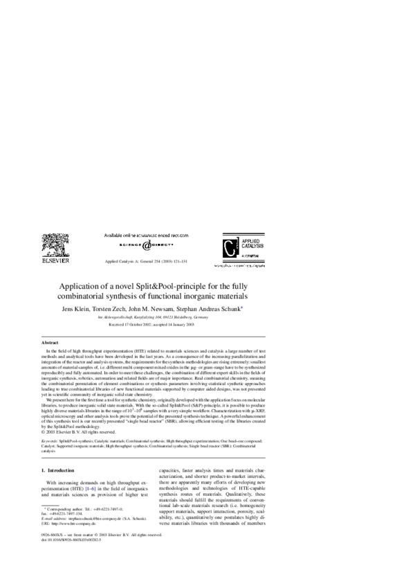 (PDF) Application of a novel Split&Pool-principle for the fully ...