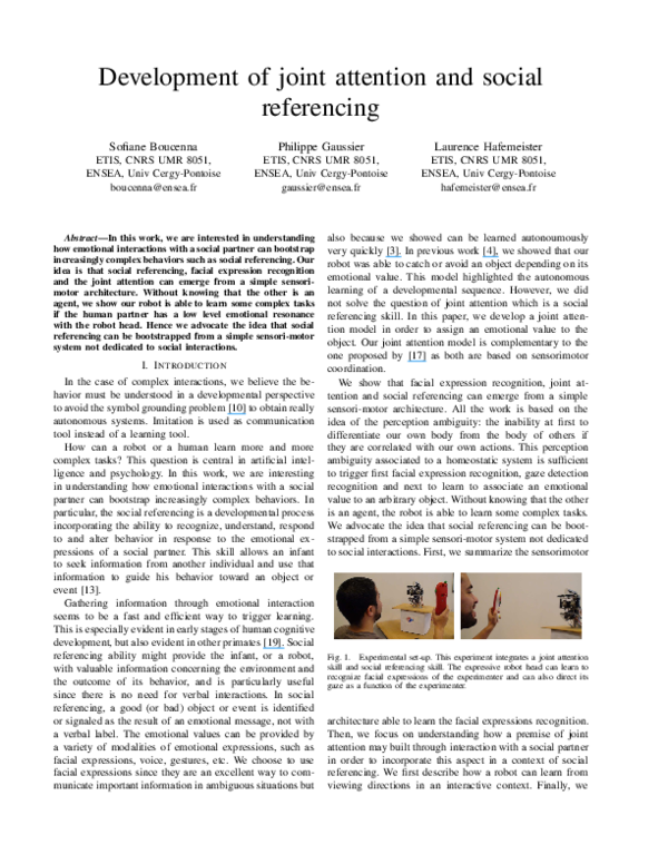 (PDF) Development of joint attention and social referencing