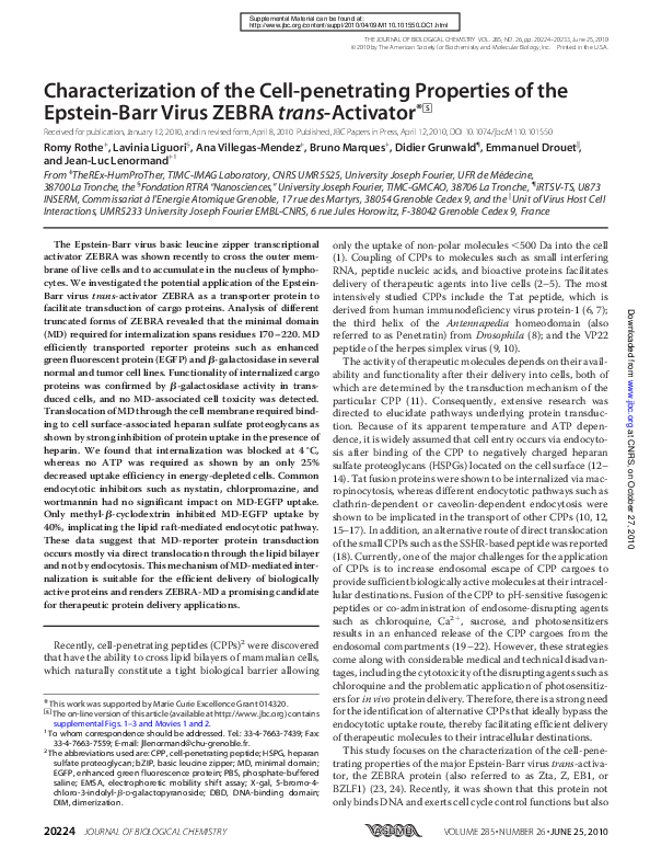 (PDF) Characterization of the Cell-penetrating Properties of the ...