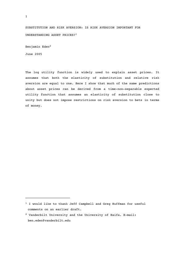 (PDF) Substitution and Risk Aversion: Is Risk Aversion Important for ...