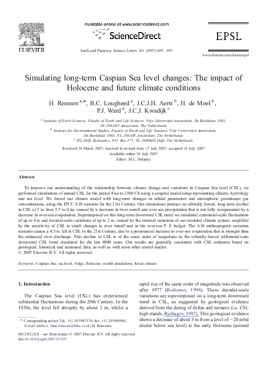 (PDF) Simulating long-term Caspian Sea level changes: The impact of ...
