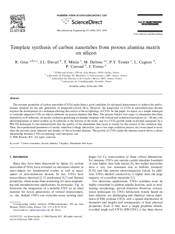 (PDF) Template synthesis of carbon nanotubes from porous alumina matrix ...