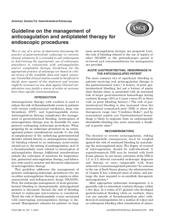 (PDF) Guideline on the management of anticoagulation and antiplatelet