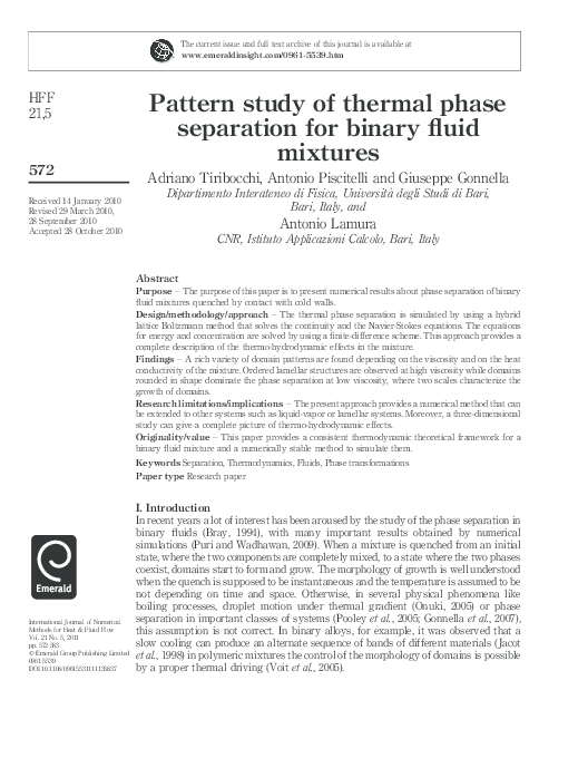 (PDF) Pattern study of thermal phase separation for binary fluid mixtures