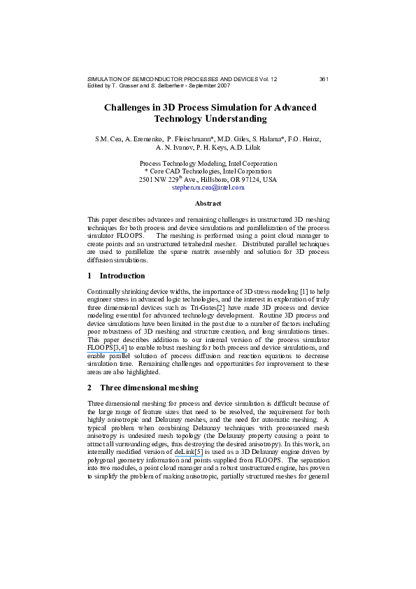 (PDF) Challenges in 3D Process Simulation for Advanced Technology ...