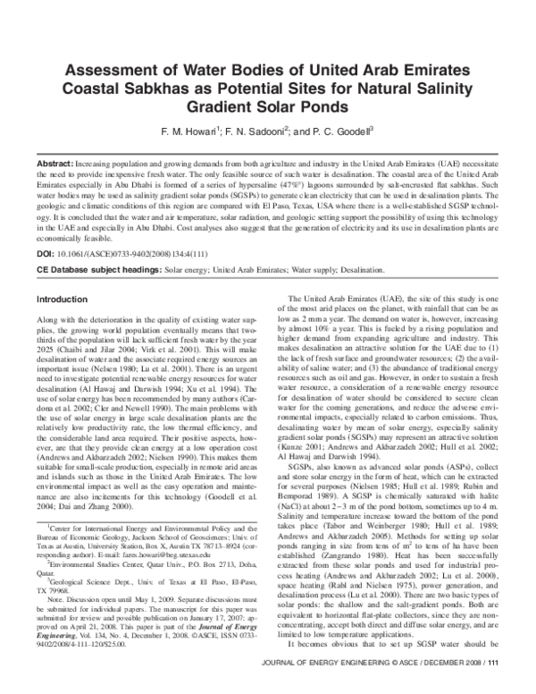 (PDF) Assessment of Water Bodies of United Arab Emirates Coastal ...