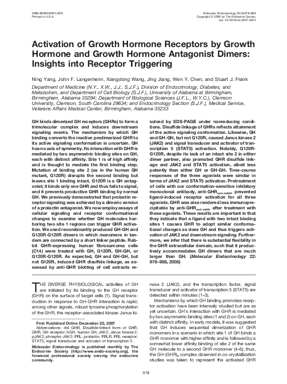 (PDF) Activation of Growth Hormone Receptors by Growth Hormone and ...