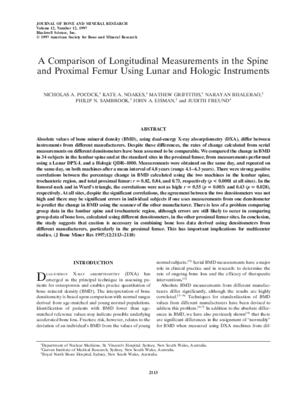 (PDF) A Comparison of Longitudinal Measurements in the Spine and ...