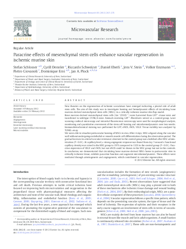 (PDF) Paracrine effects of mesenchymal stem cells enhance vascular ...