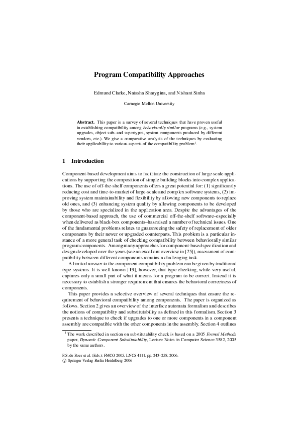 (PDF) Program Compatibility Approaches