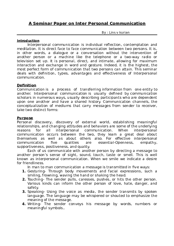 (DOC) Inter Personal Communication