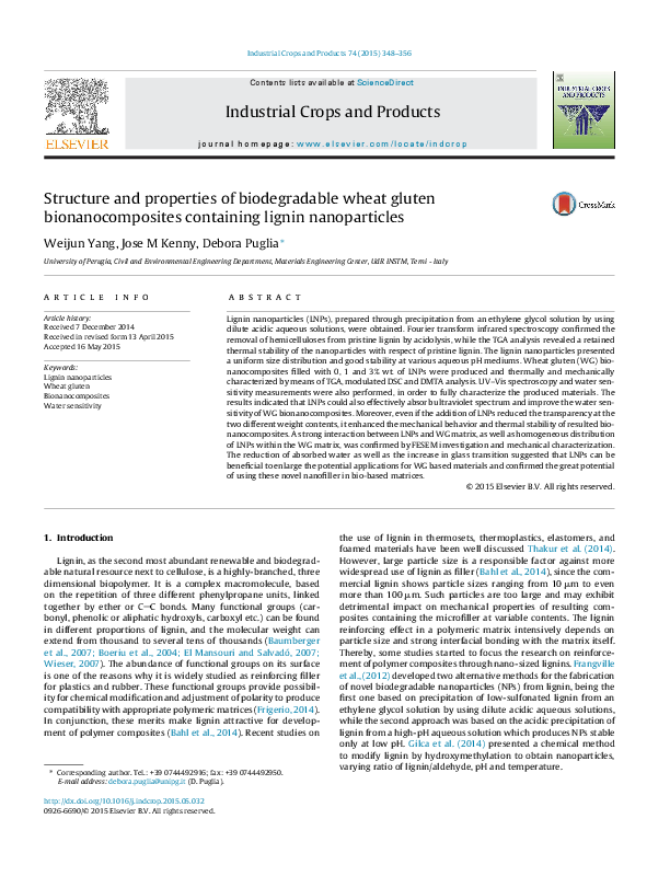 (PDF) Structure and properties of biodegradable wheat gluten ...