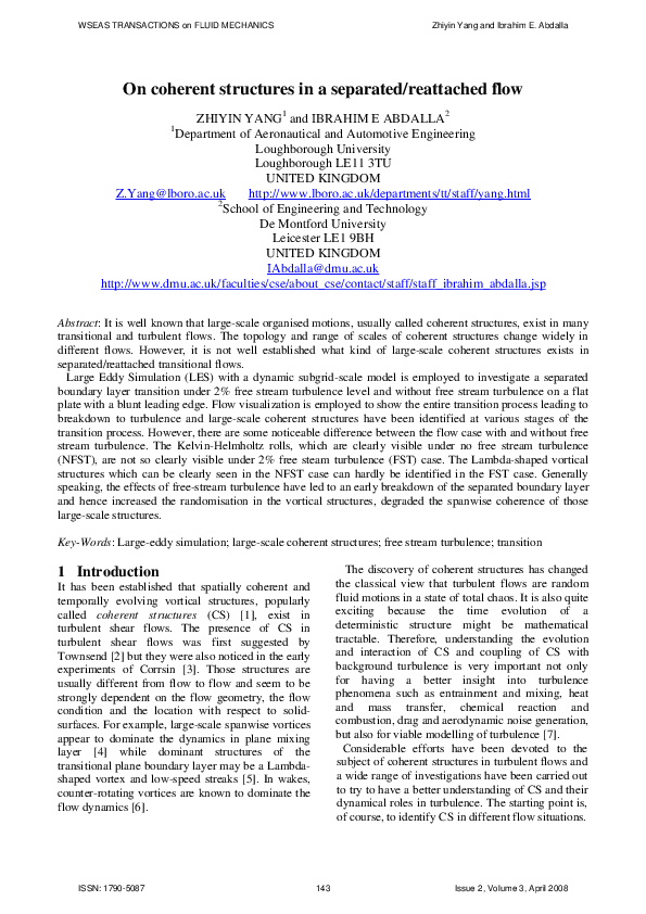 (PDF) On coherent structures in a separated/reattached flow
