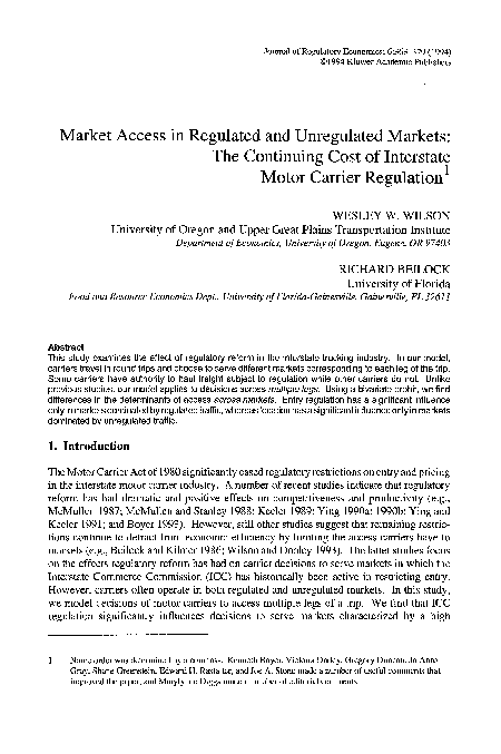 (PDF) Market access in regulated and unregulated markets: The ...