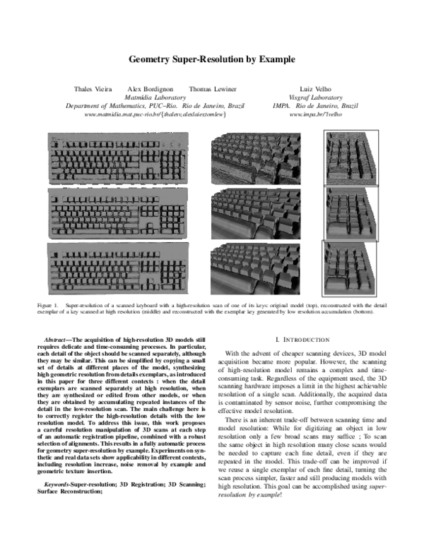 (PDF) Geometry super-resolution by example